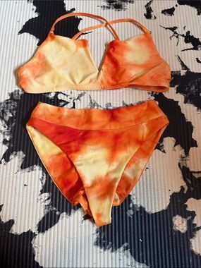 Salty Honey Swim Orange Tie Dye Bikini Set